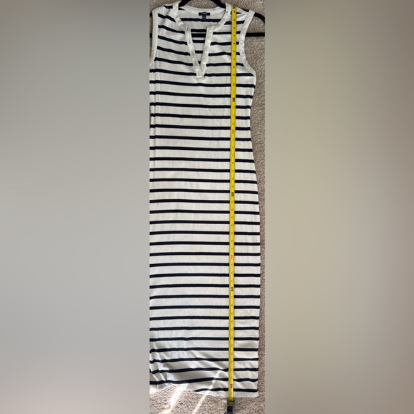 Express Ribbed Stripe V-Neck Midi Dress / Black & White / XS - Picture 7 of 7